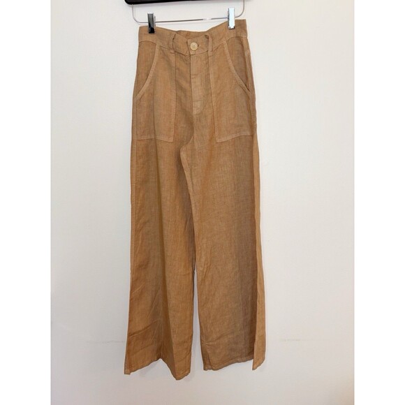 Enza Costa Beige Linen Pants Size 0 Wide Leg